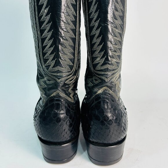 Pristine Cowtown Genuine Python Snakeskin Cowboy Western Boots Black 13 D - Picture 9 of 13